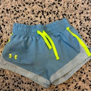 Under Armour Women's Athletic Shorts in Blue and Neon Yellow